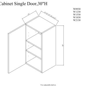Wall cabinet single door,30"H