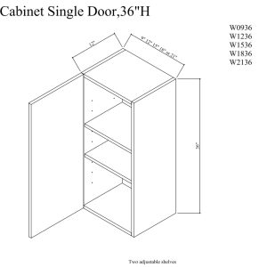 Wall cabinet single door,36"H