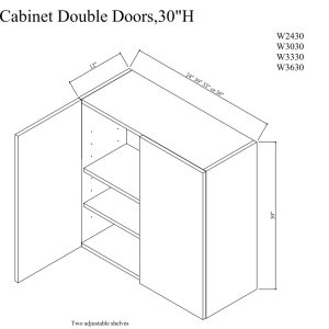 Wall cabinet double doors,30"H