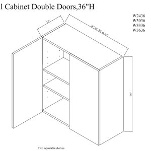 Wall cabinet double doors,36"H