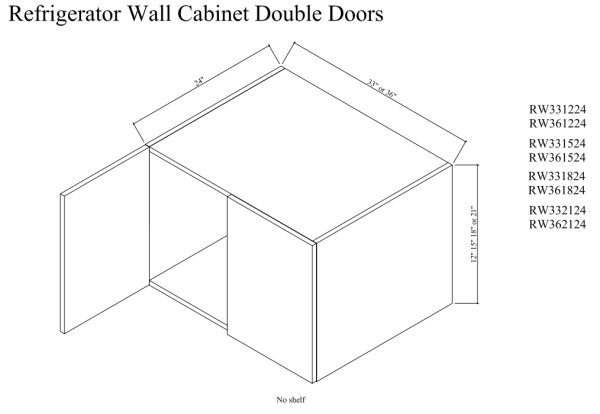 Refrigerator wall cabinet double doors