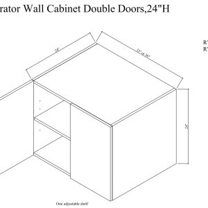Refrigerator wall cabinet double doors,24"H