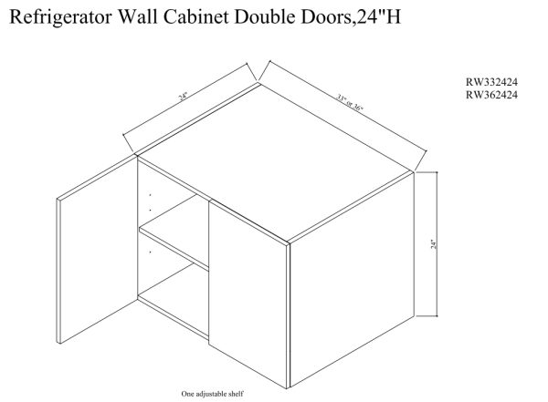 Refrigerator wall cabinet double doors,24"H