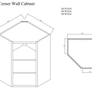 Diagonal corner wall cabinet