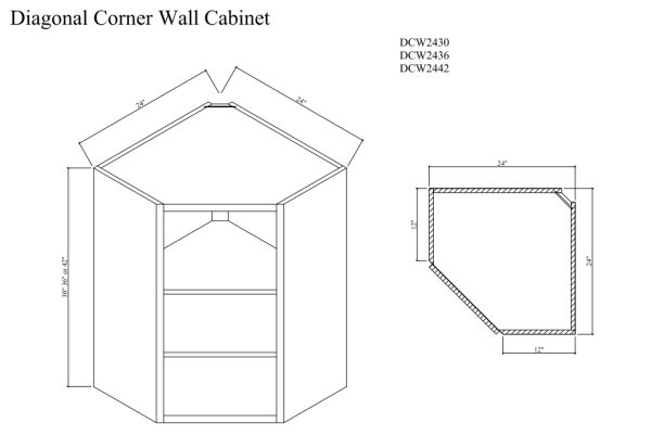 Diagonal corner wall cabinet