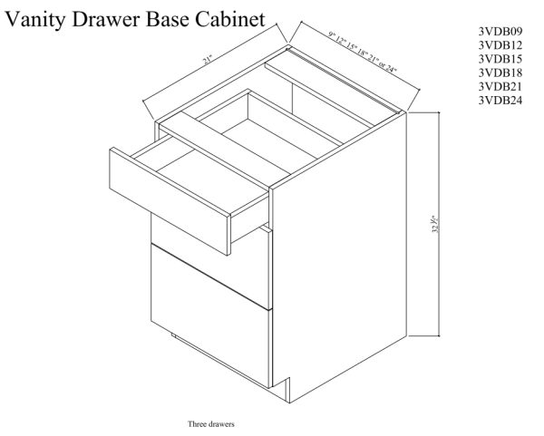 Vanity drawer base cabinet